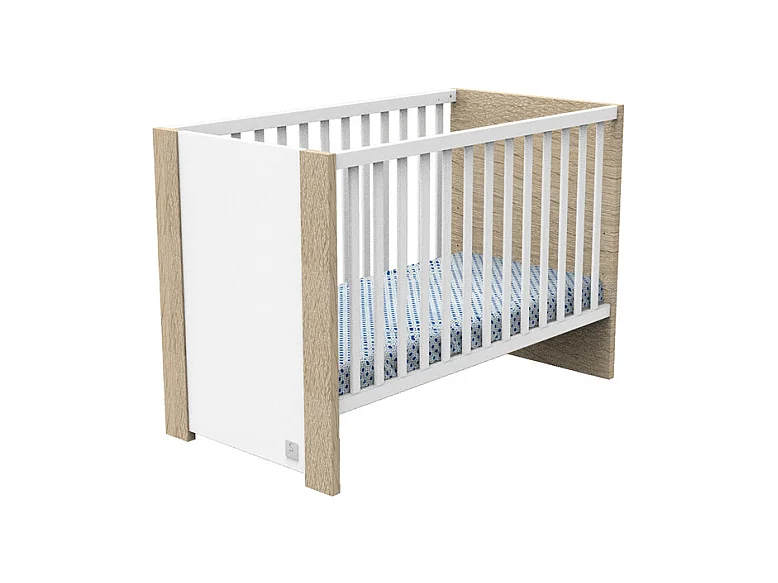 Lit bébé Antonin Bois et blanc