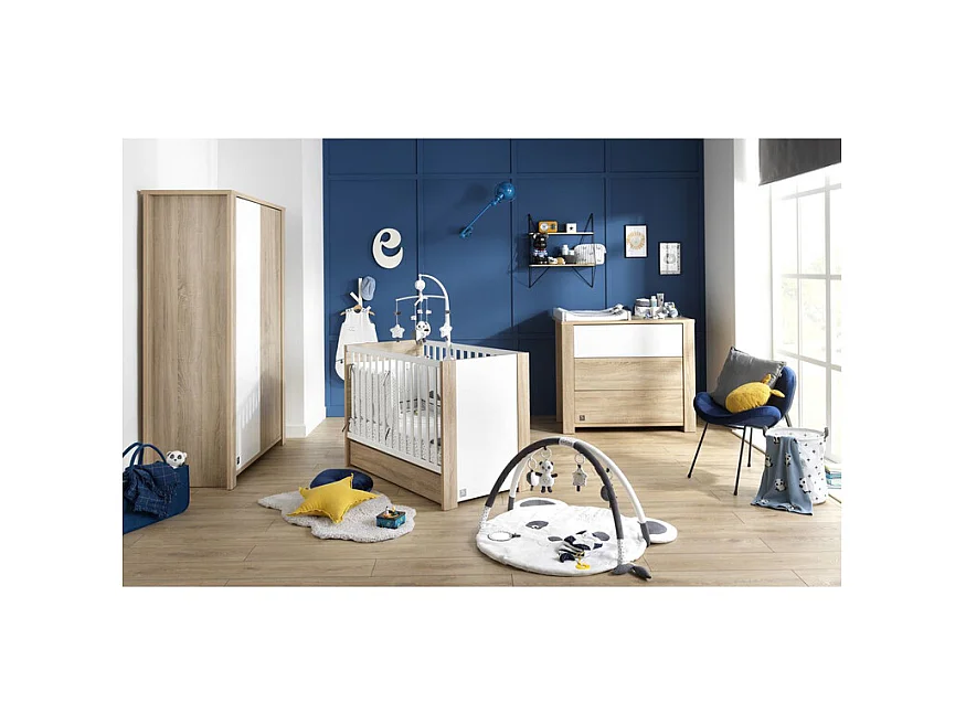 Lit bébé Antonin Bois et blanc