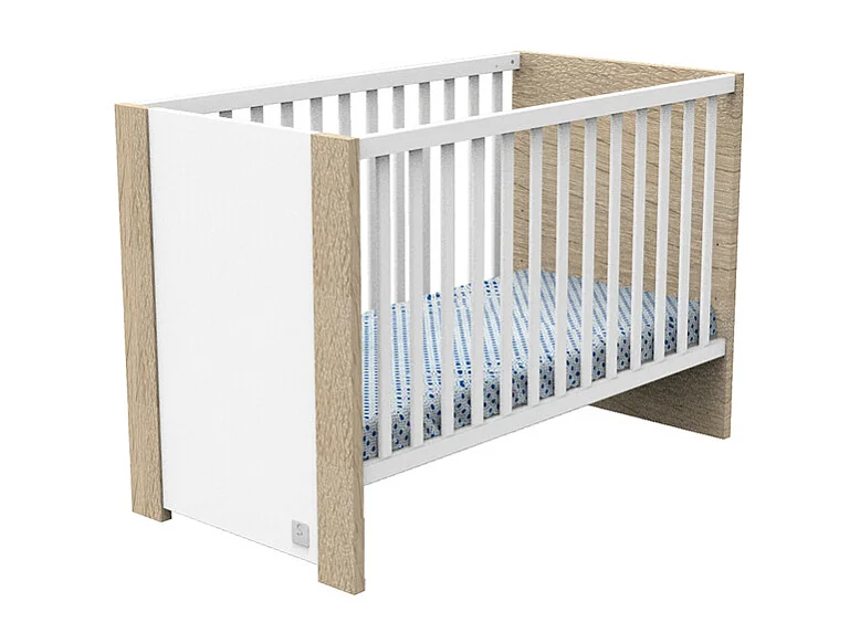 Lit bébé Antonin Bois et blanc