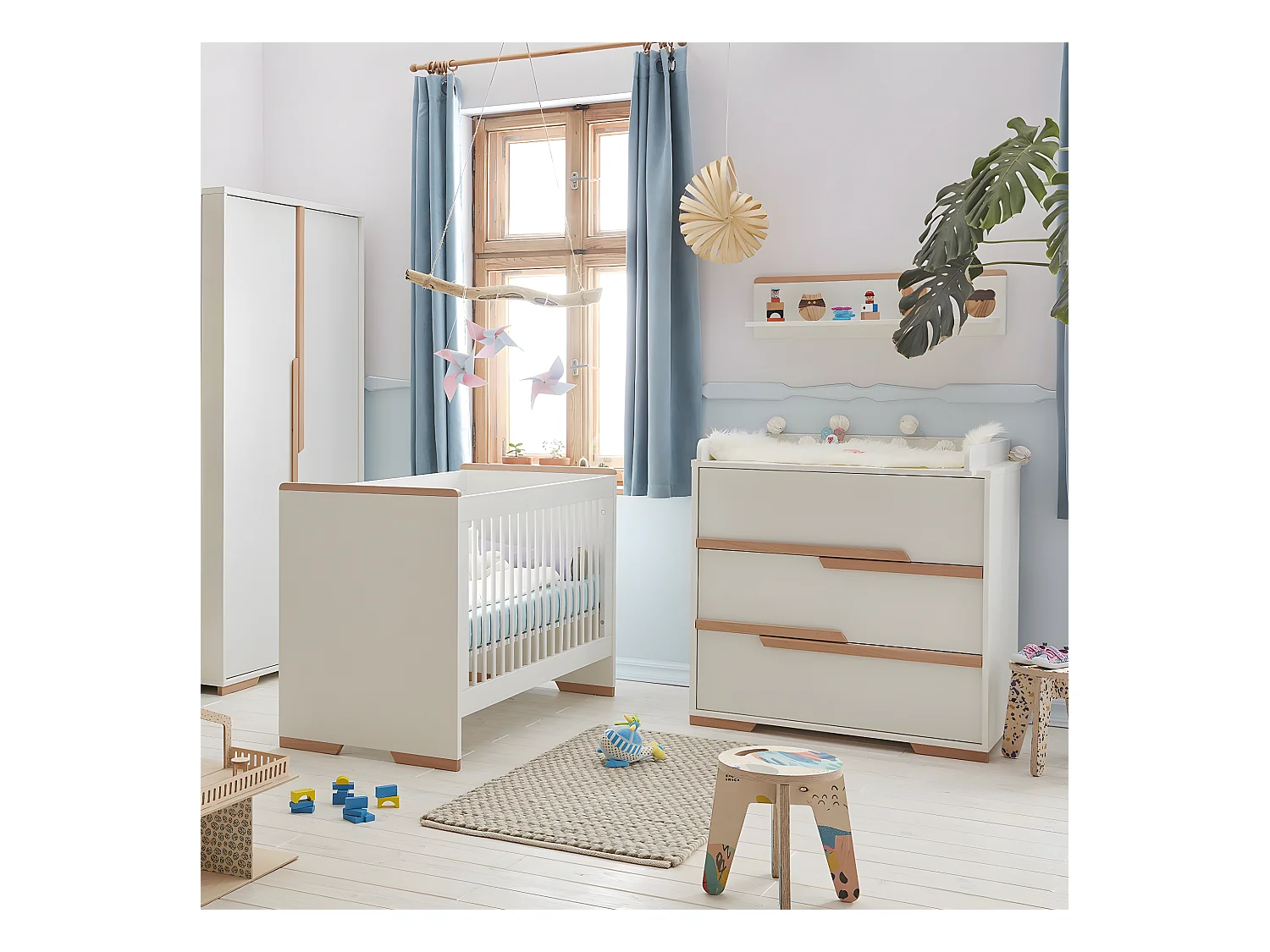 Lit bébé Snap Blanc et bois