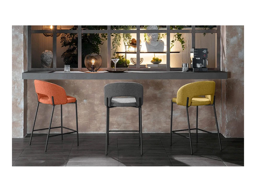 Greta - Orangefarbener Stoffhocker - 2er-Set