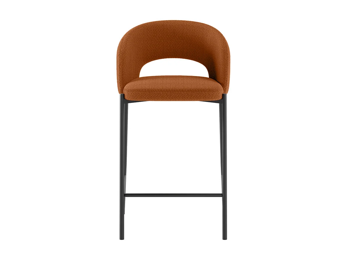 Greta - Oranje stoffen kruk - Set van 2 stuks