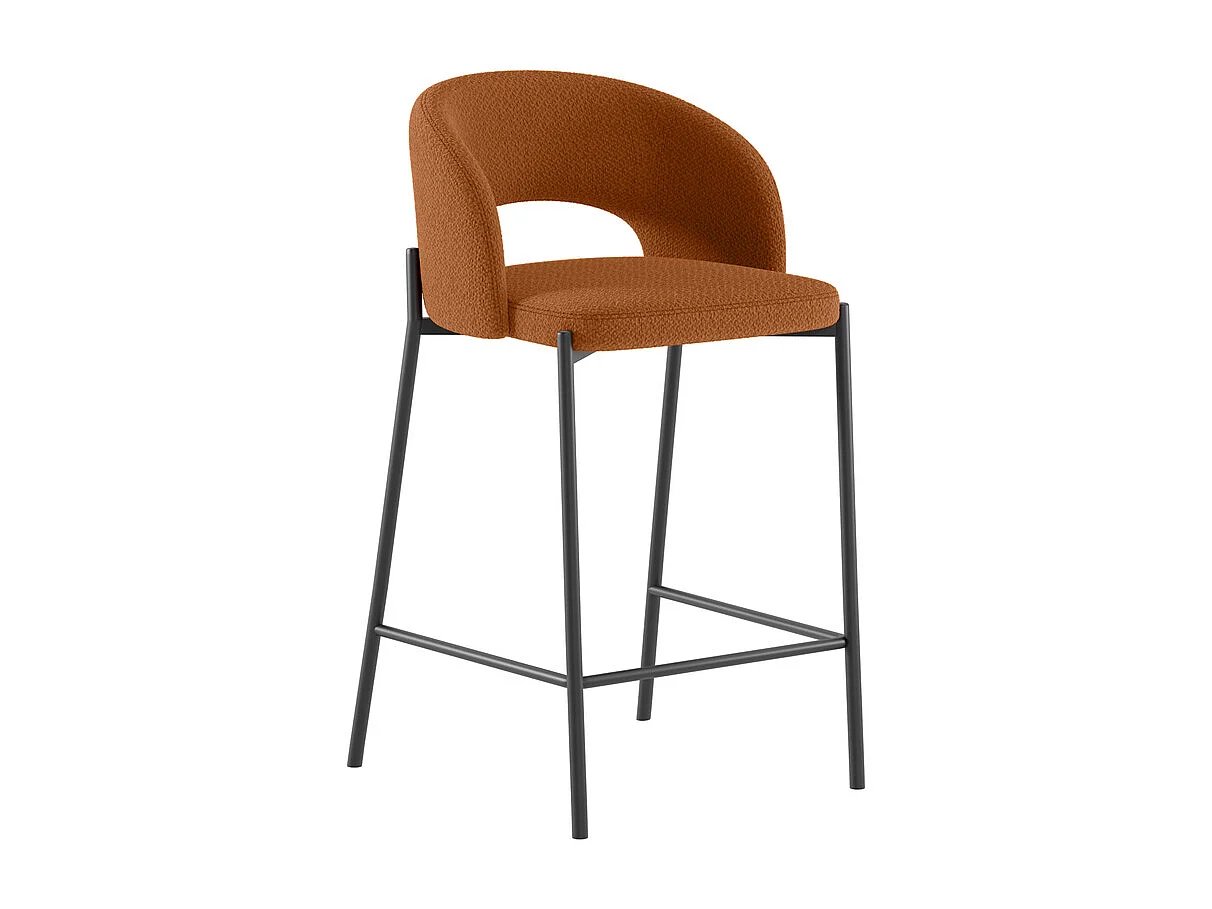 Greta - Oranje stoffen kruk - Set van 2 stuks