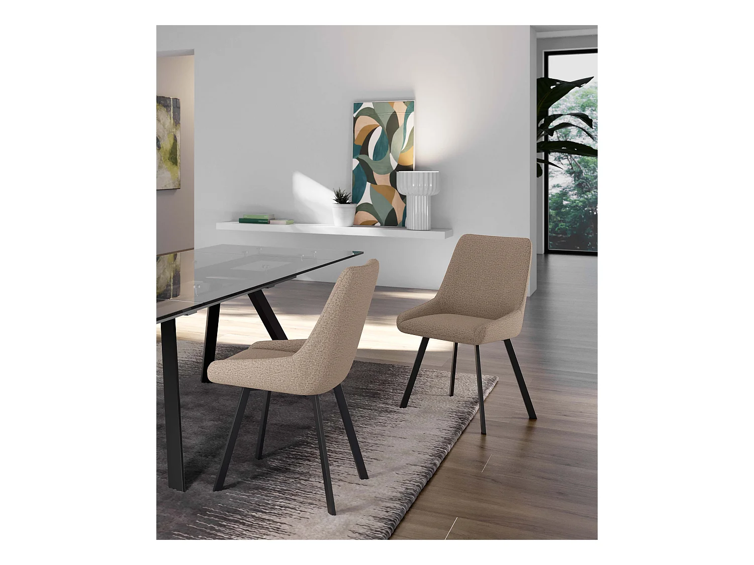 Fox - Silla microfibra beige 4 piezas