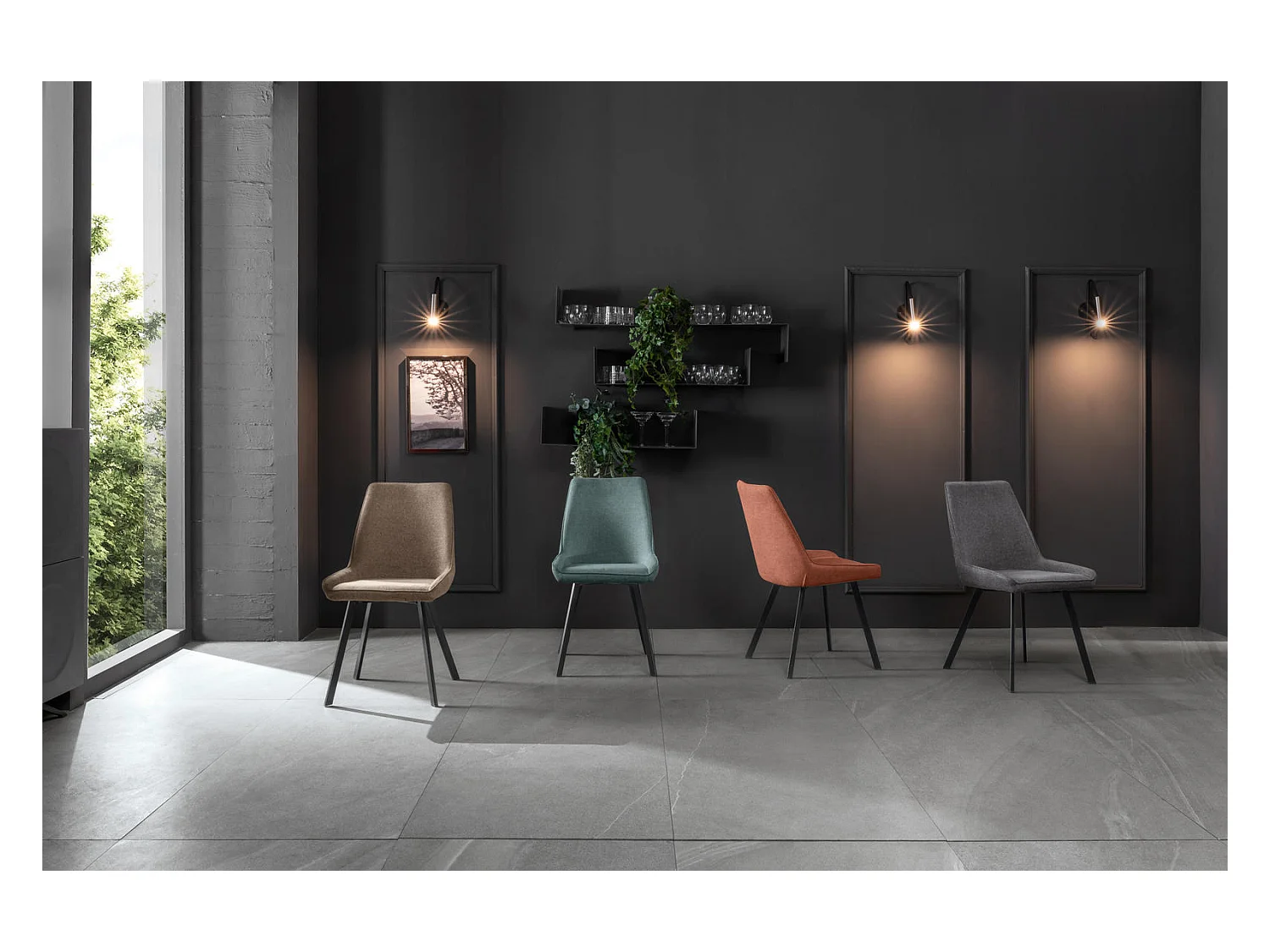 Fox - Silla de microfibra color óxido, 4 piezas