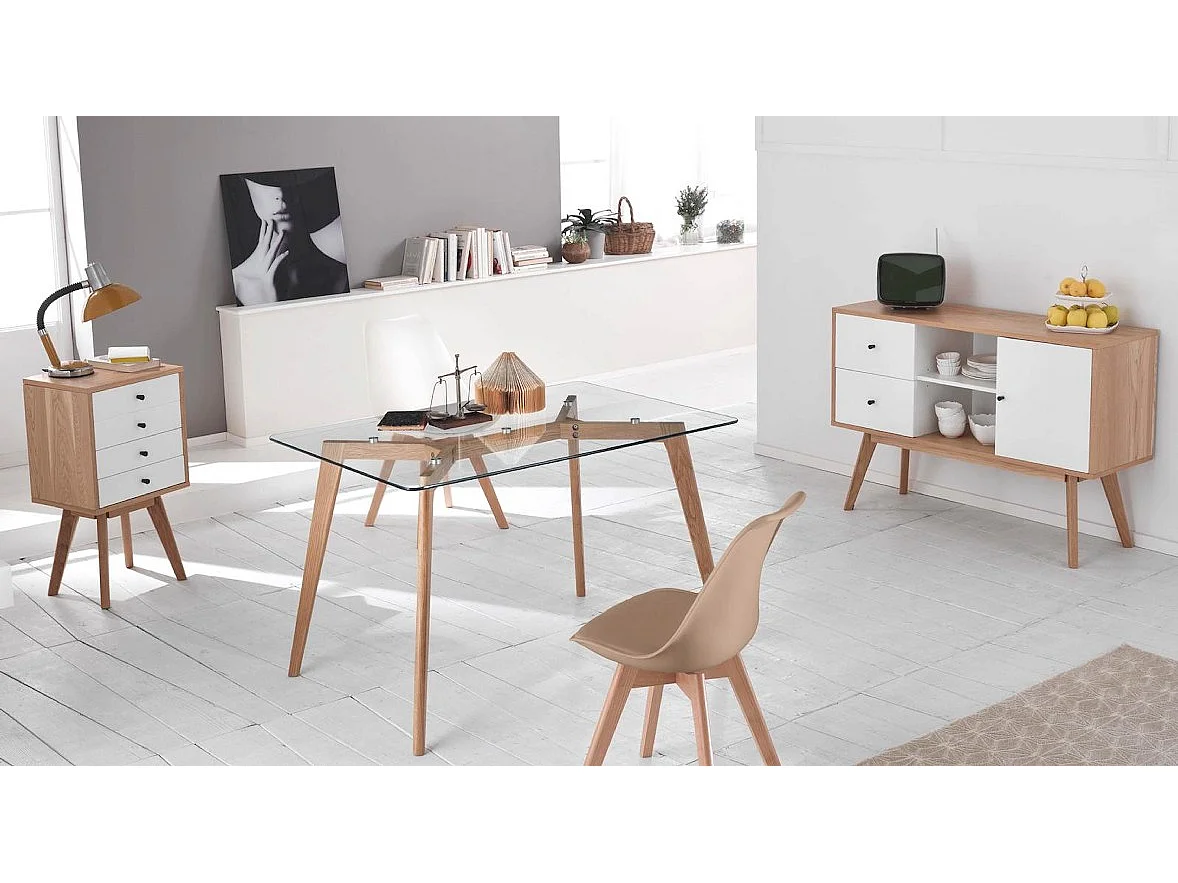 Lot de 4 chaises Carlotta - Tourterelle, Marron