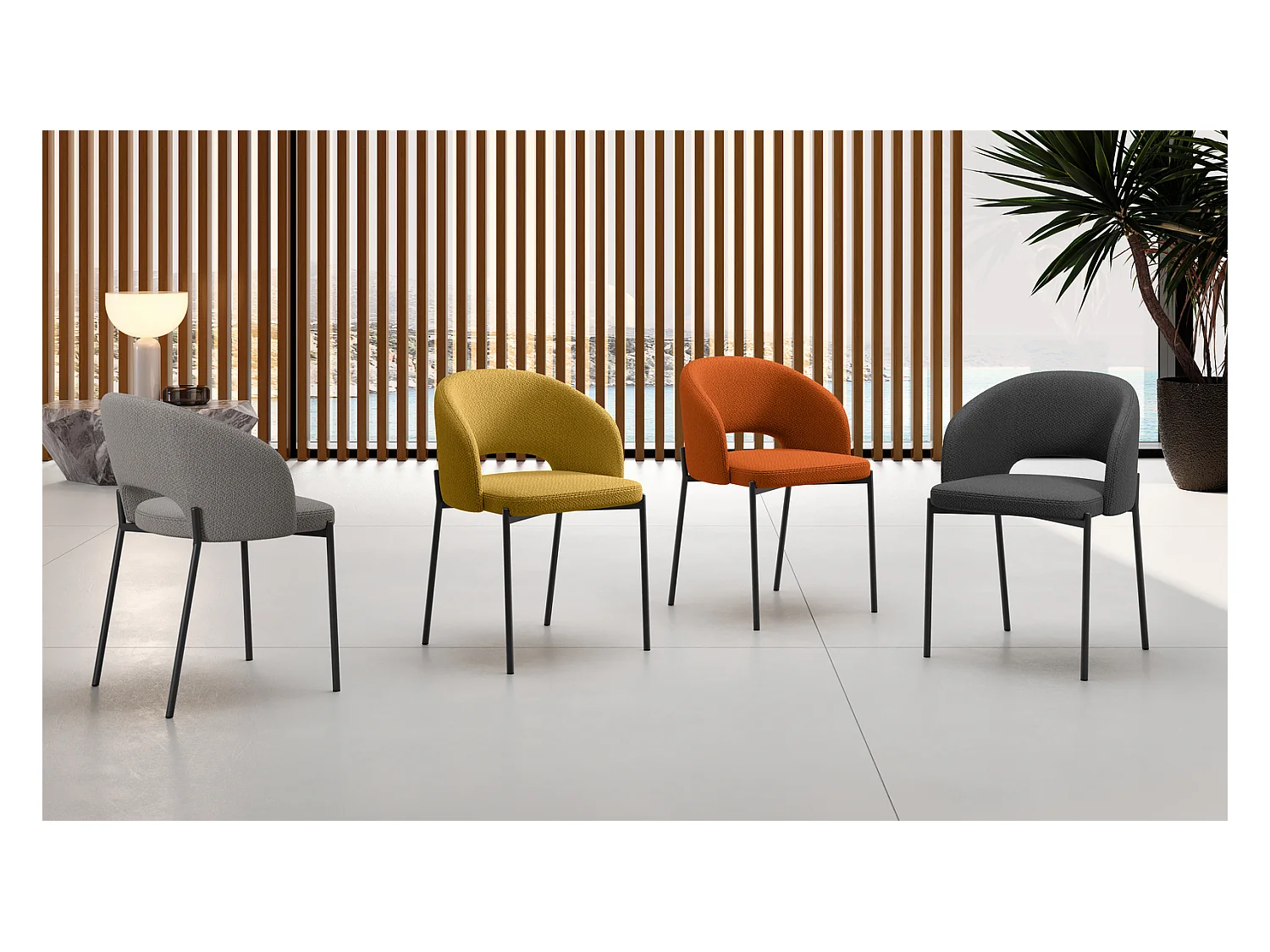 Greta - Krzesło materiałowe żółte 2 szt.