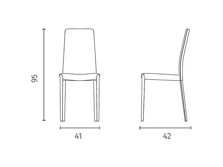 Silla de piel sintética gris oscuro con estructura de metal revestido 41x42xh.95 cm 4 uds