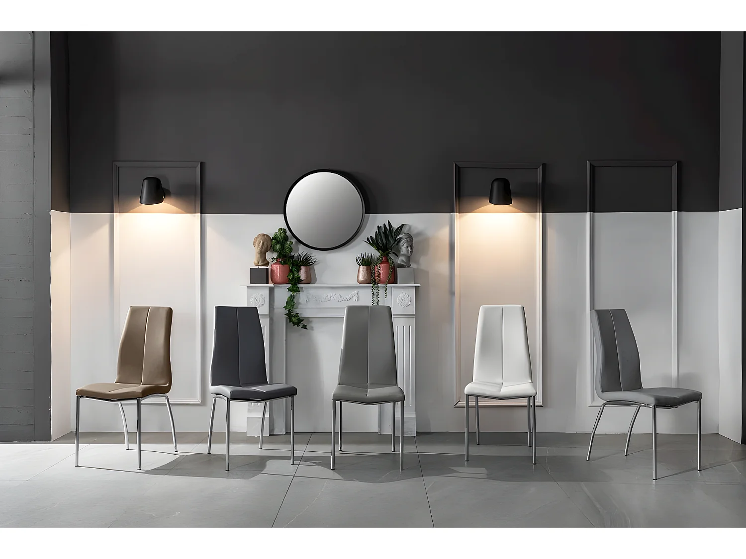 Viva - Witte eco-lederen stoel 4 st