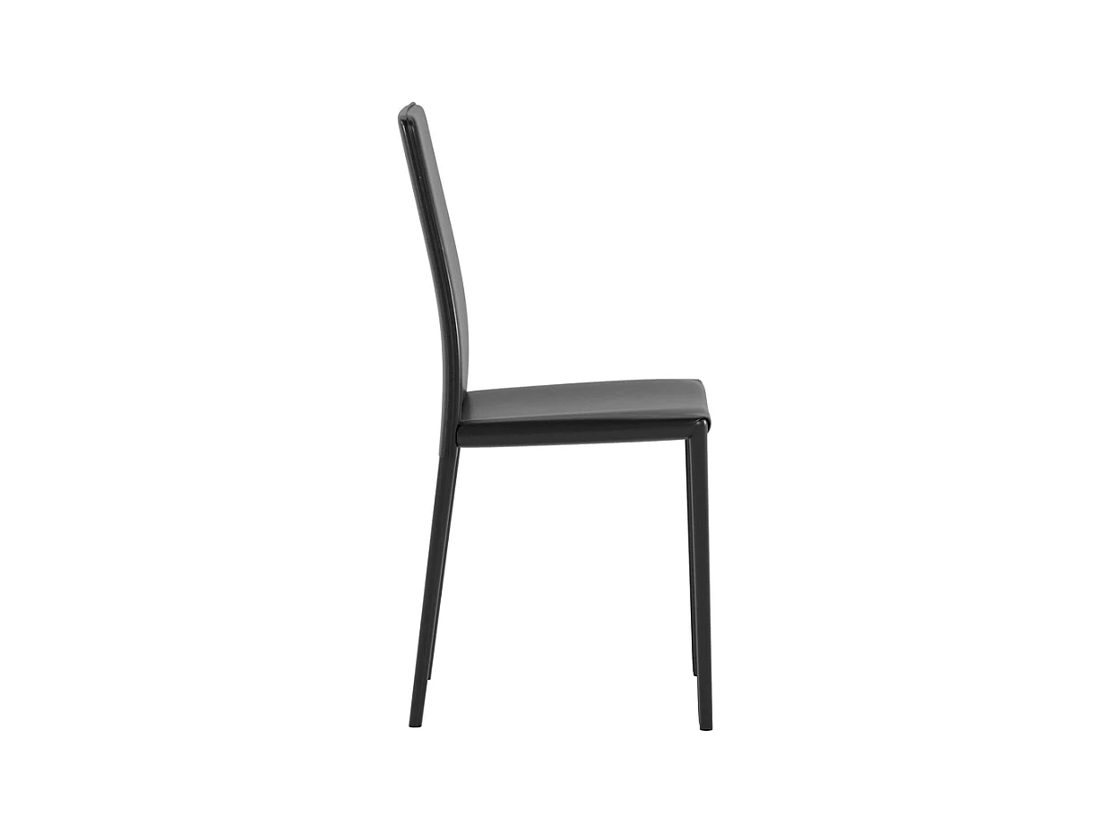 Stoel in zwart kunstleer met bedekte metalen structuur 41x42xh.95 cm 4 st