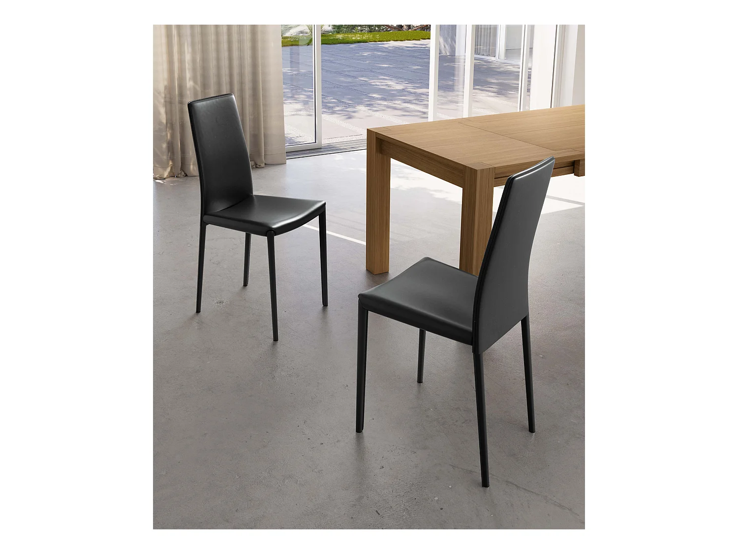 Stoel in zwart kunstleer met bedekte metalen structuur 41x42xh.95 cm 4 st