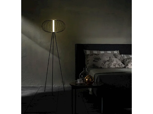 Mizar - Lampada da terra a LED in acciaio nero