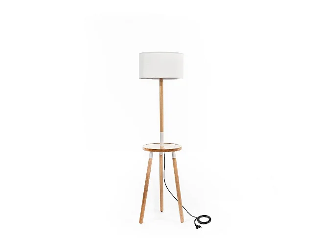 Acrux - Lampada da terra in tessuto bianco