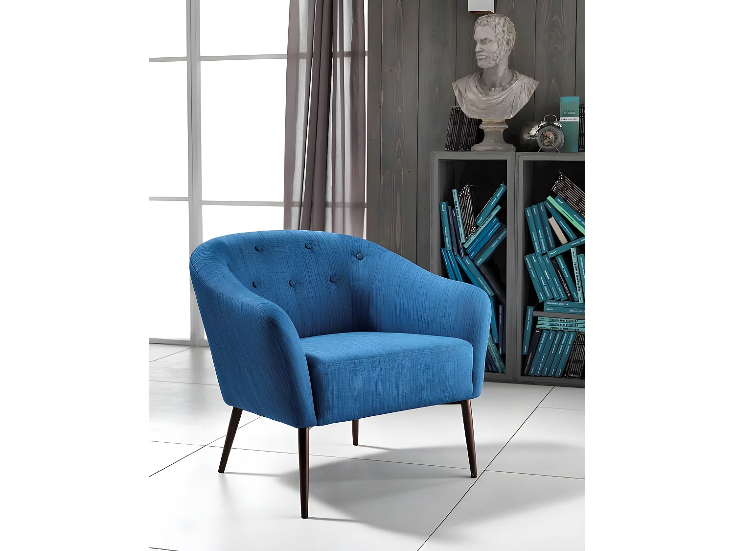 Elena - Poltrona em tecido marrom