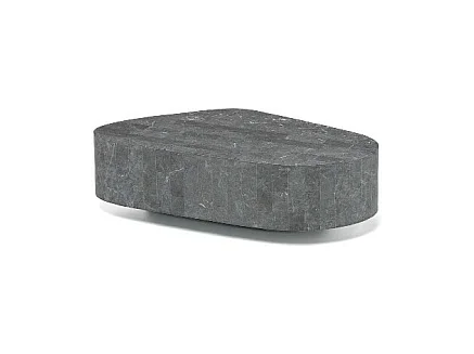 Trapezio – Couchtisch (100 x 52 x 28 h) aus grauem Fossilstein