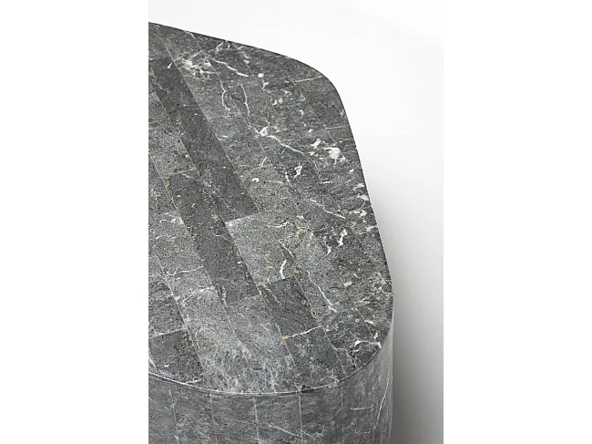 Trapézio - Mesa de centro (100 x 52 x 28h) em pedra fóssil cinza