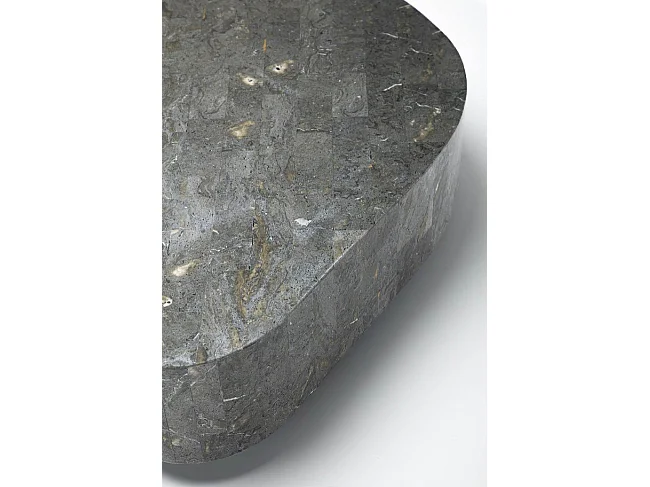 Trapézio - Mesa de centro (100 x 52 x 28h) em pedra fóssil cinza