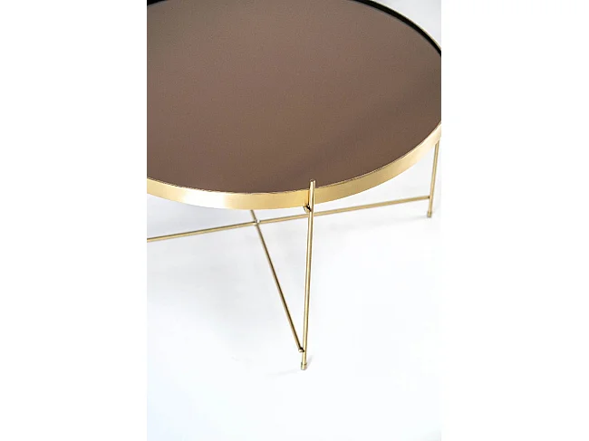 Marissa - Couchtisch (70 x 70 x 40 h) aus gehärtetem Messingglas