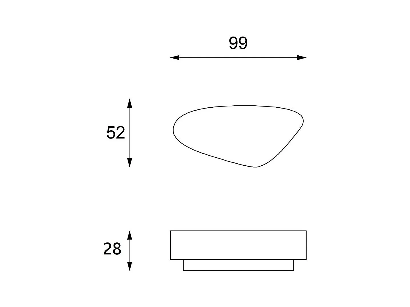 Trapezio - Salontafel (100 x 52 x 28 uur) in beige fossiele steen