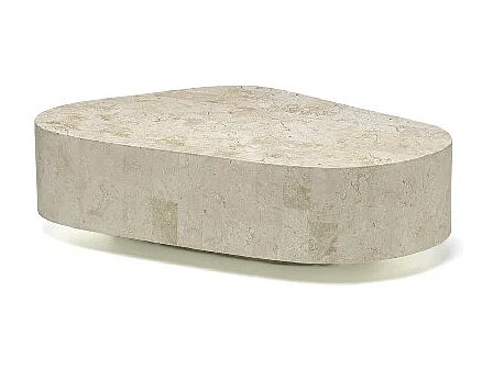 Trapezio - Couchtisch (100 x 52 x 28 h) aus beigem Fossilstein