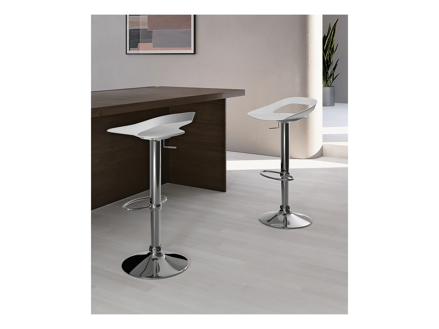 Taburete Glen de polipropileno blanco (juego de 2)