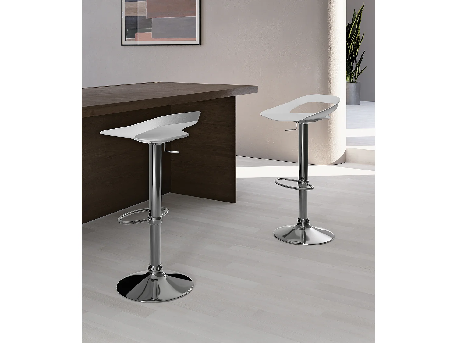 Glen Tabouret en polypropylène blanc Lot de 2 pcs