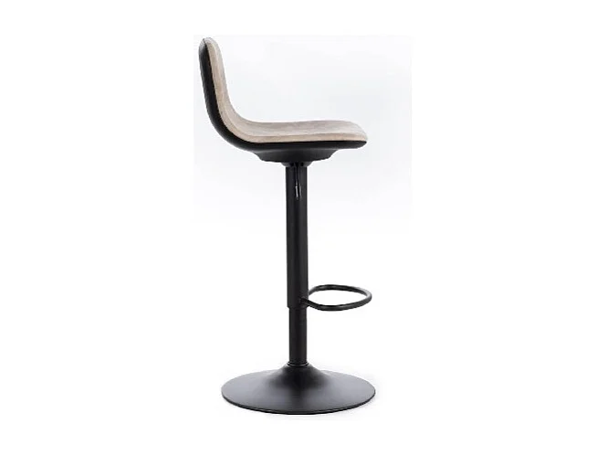 Teo - Kruk in zwarte microvezel - Set van 2 stuks