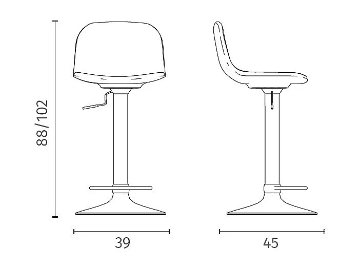 Teo - Kruk in zwarte microvezel - Set van 2 stuks
