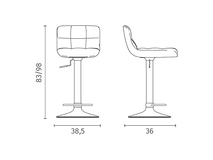 Kurt - Donkergrijze eco-lederen kruk - Set van 2 stuks