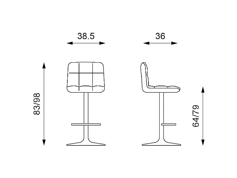 Set de 2 tabourets Karl - Blanc, Gris