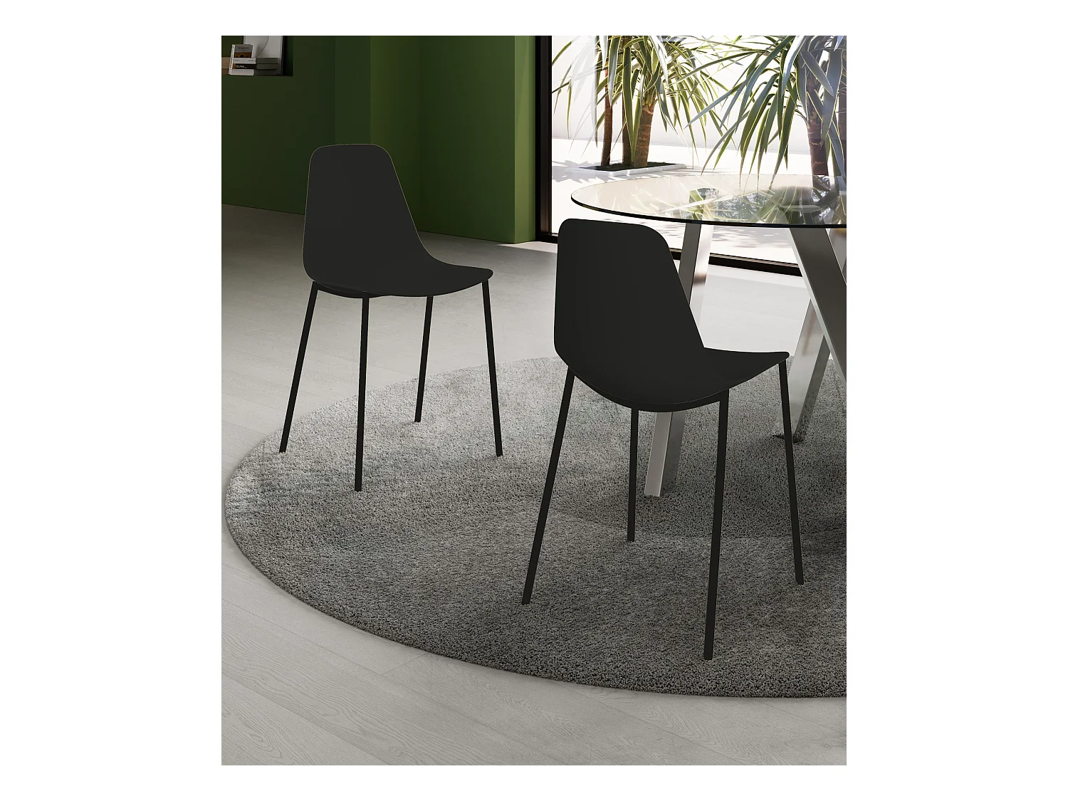 Frida - Silla polipropileno negra 4 piezas