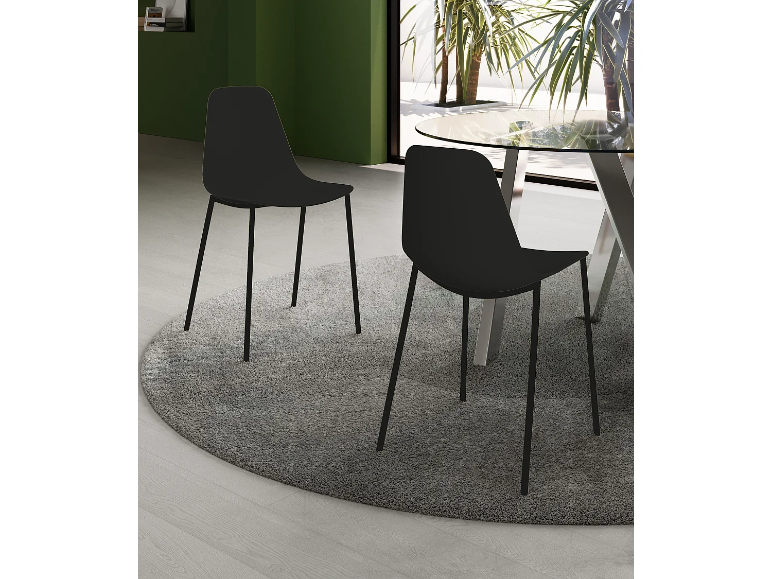 Frida - Zwarte polypropyleen stoel 4 st