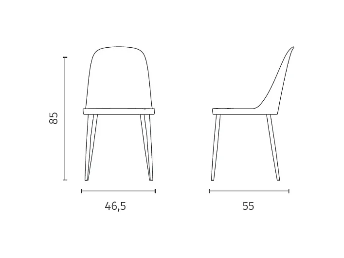 Set mit 4 Tamara Ruggine-Stühlen aus Polypropylen mit Metallbeinen in der gleichen Farbe wie der Stuhl – Musa Home Design