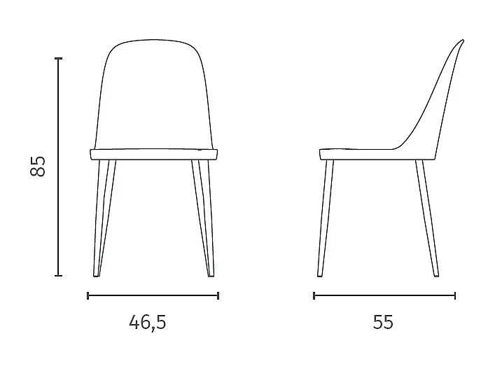 Conjunto de 4 sillas Tamara Rust en polipropileno con patas de metal del mismo color que la silla - Musa Home Design