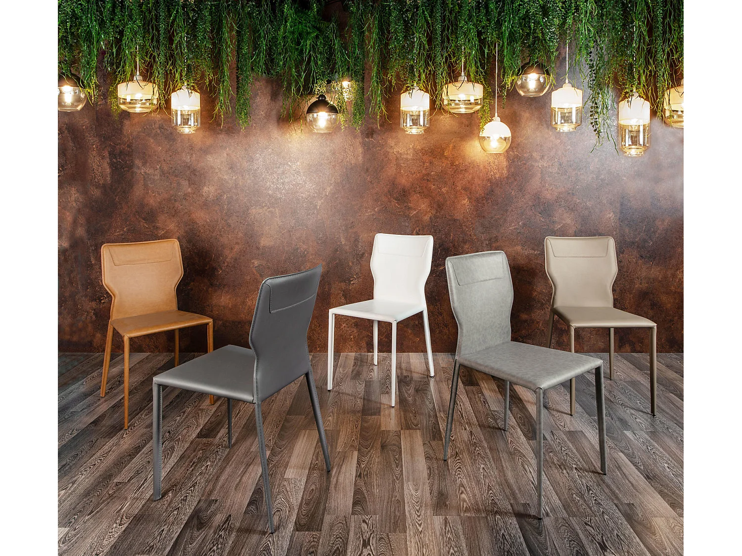 Kim - Oranje eco-lederen stoel 2 st