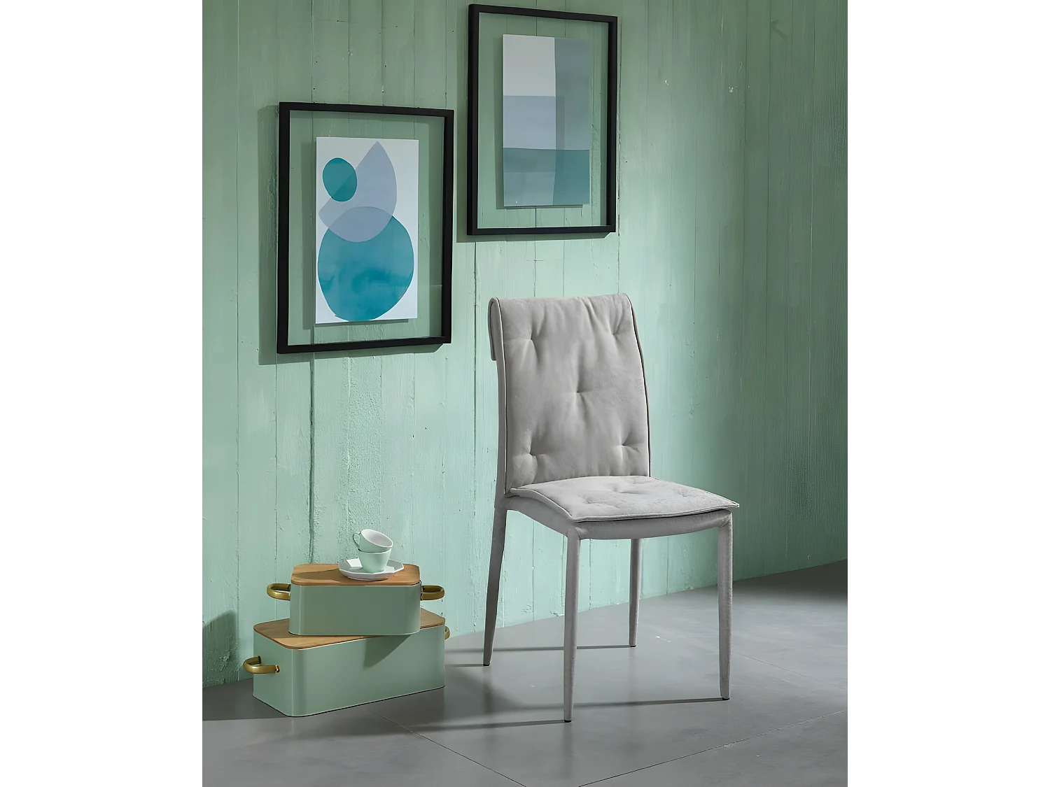 Wanda - Zmywalne krzesło materiałowe szare 4 szt.