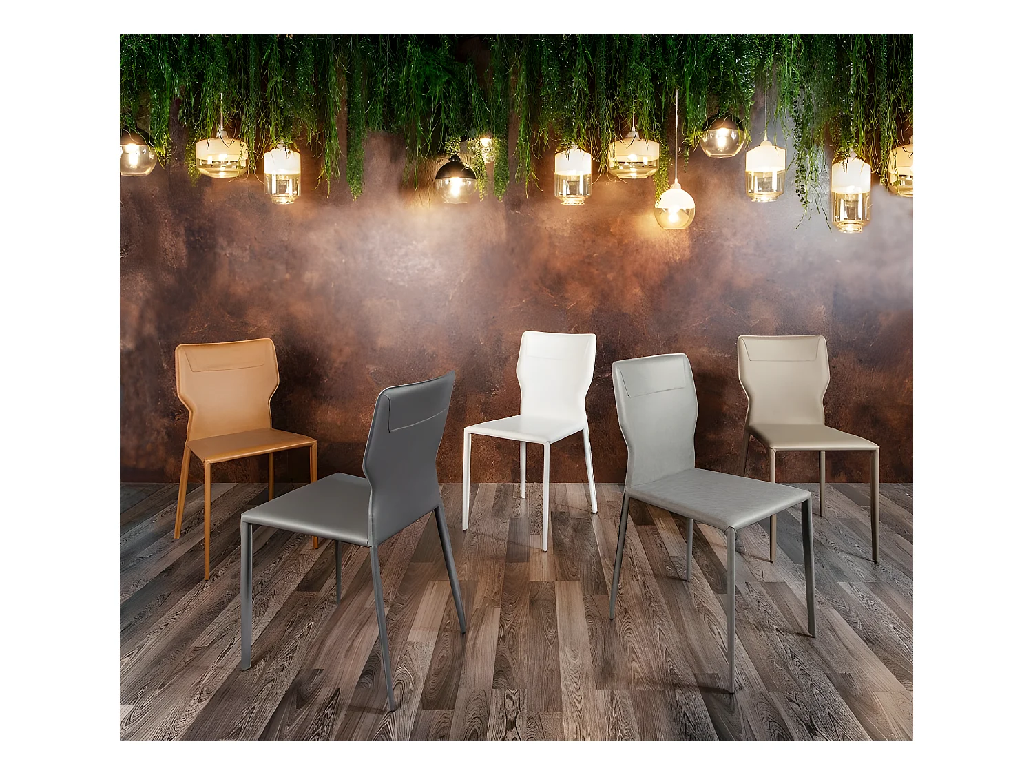 Kim - Weißer Öko-Lederstuhl 2-tlg