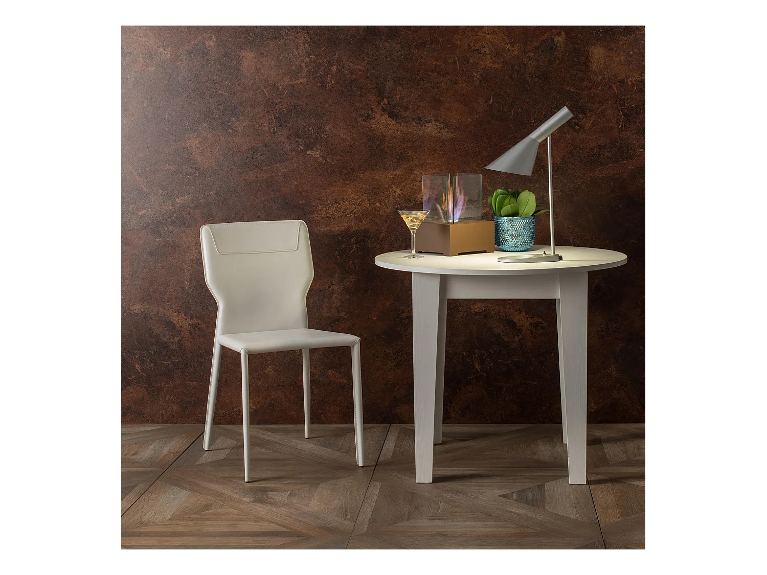 Kim - Weißer Öko-Lederstuhl 2-tlg