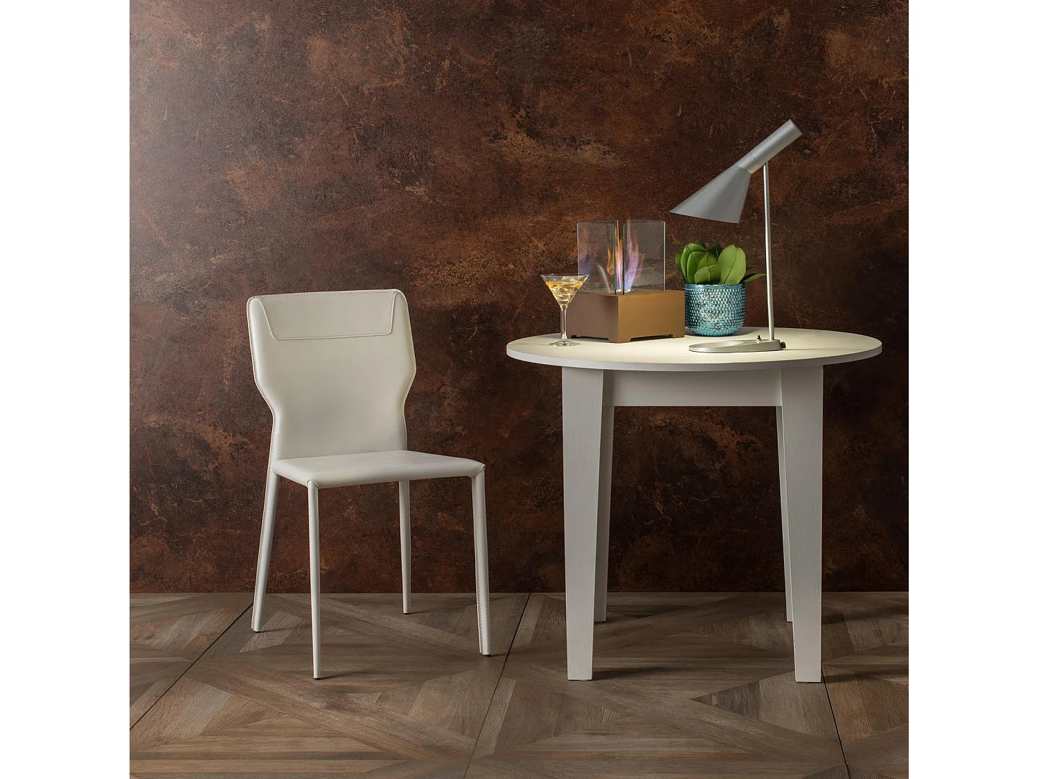 Kim - Witte eco-lederen stoel 2 st