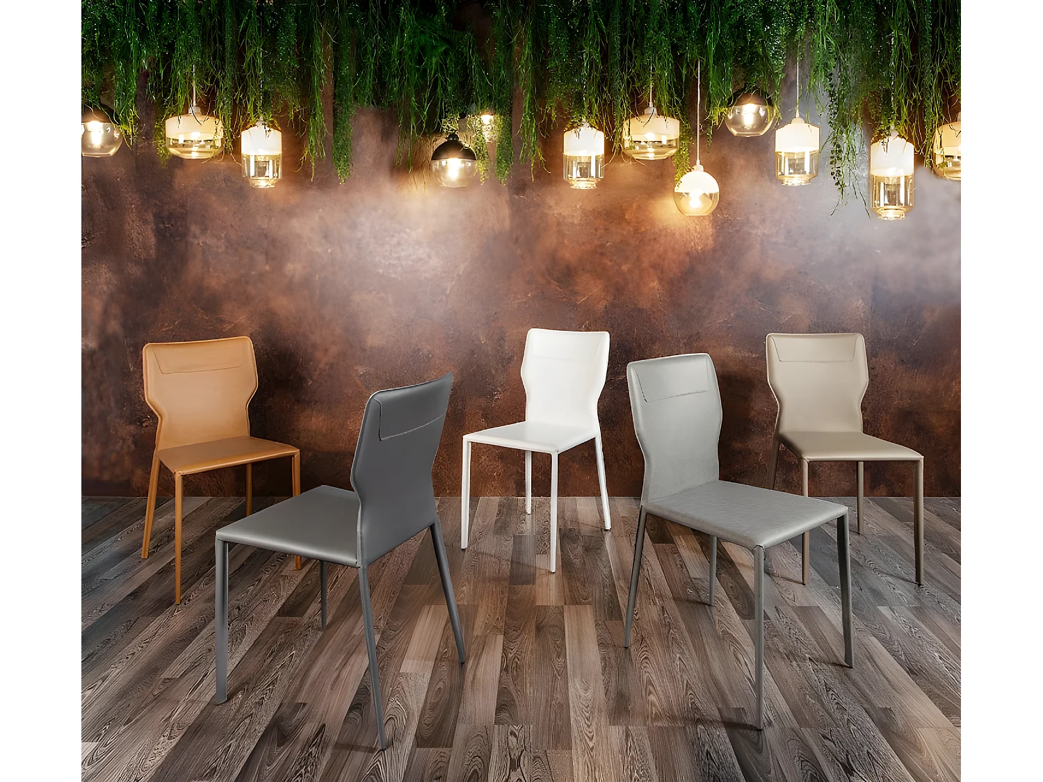 Kim - Witte eco-lederen stoel 2 st