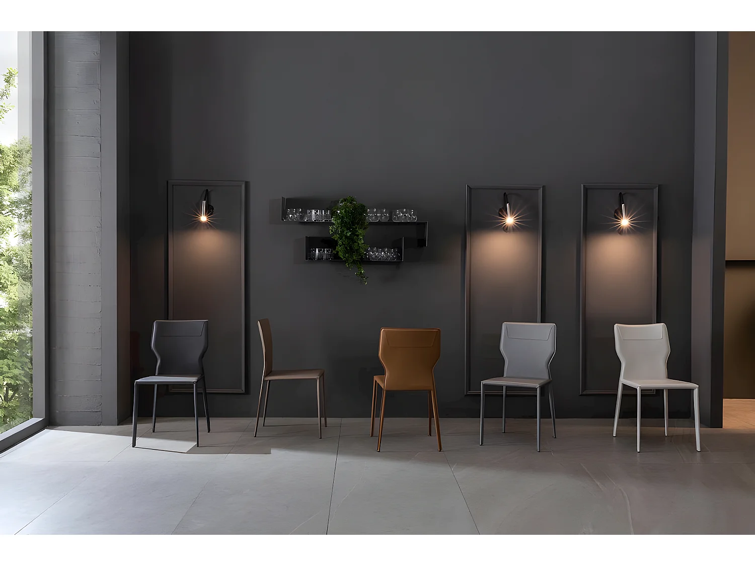 Kim - Taubengrauer Öko-Lederstuhl 2-tlg