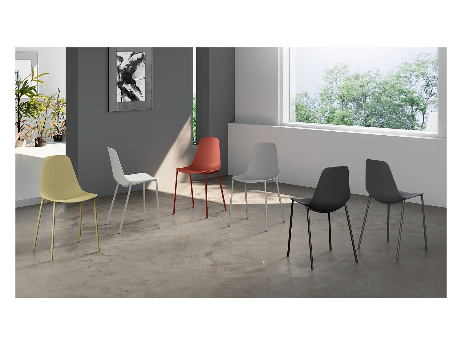 Frida - Gelber Stuhl aus Polypropylen 4-tlg