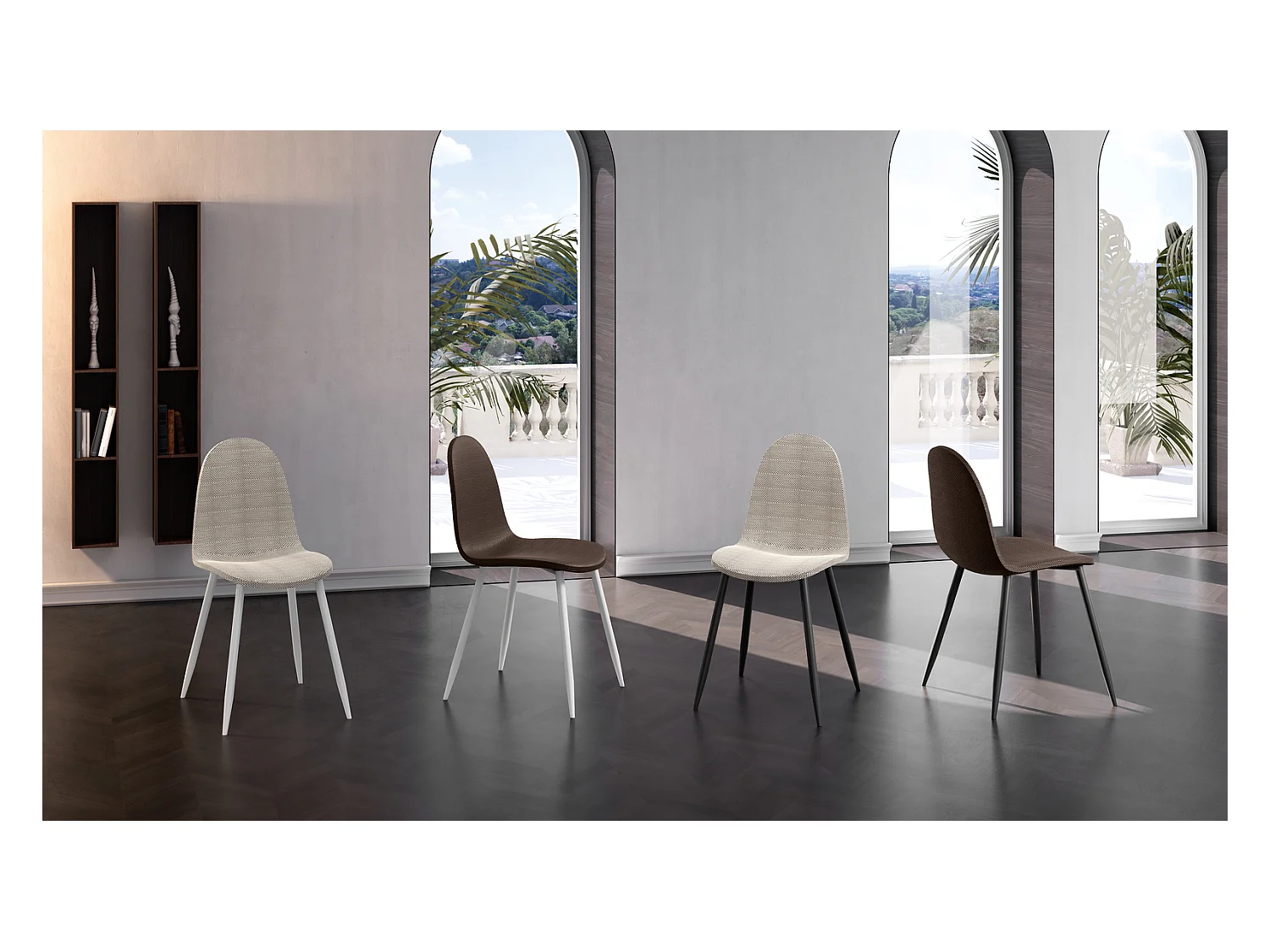 Martina - Silla imitación ratán beige 4 piezas