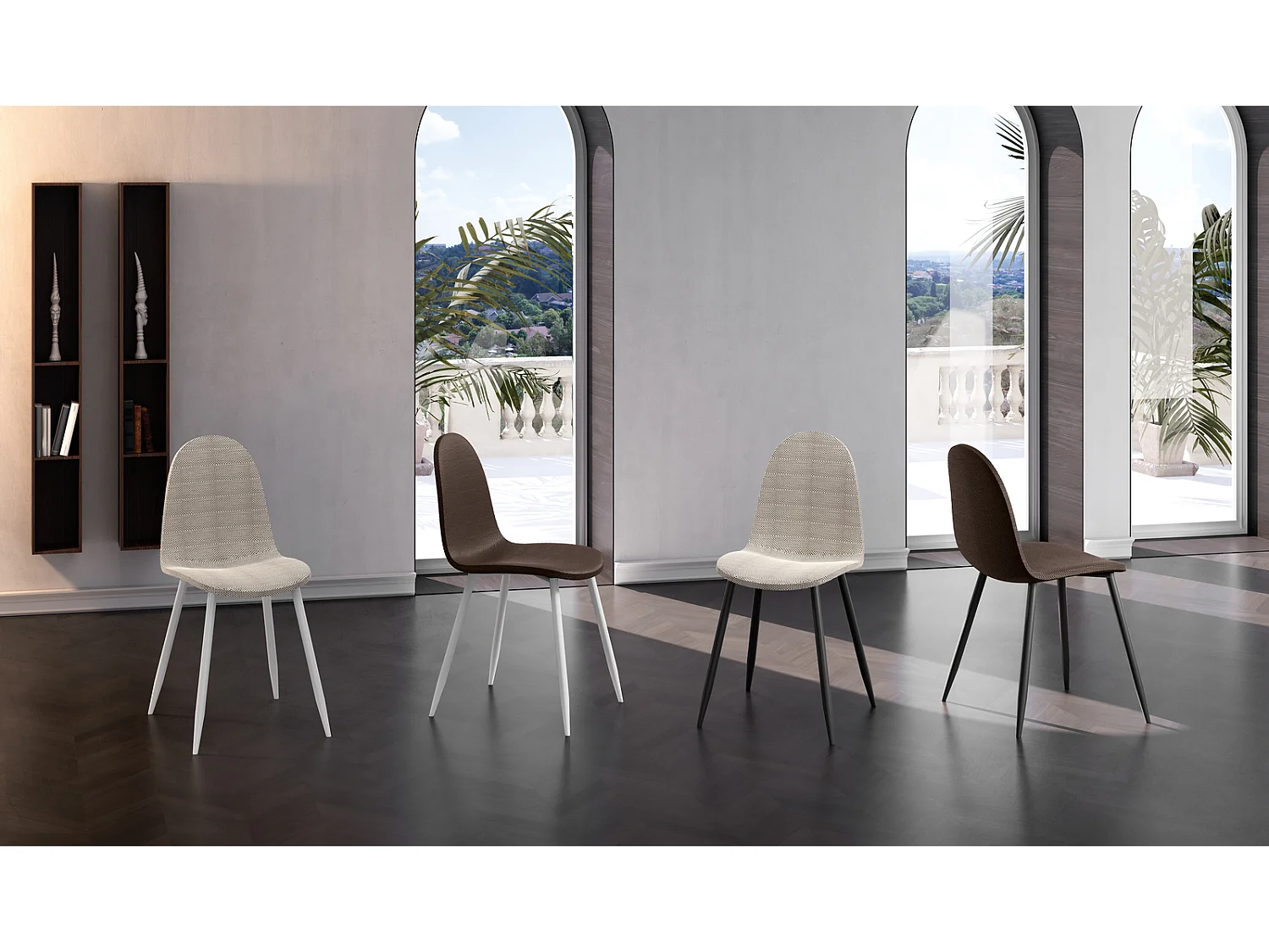 Lot de 4 chaises Martina - Beige, gris