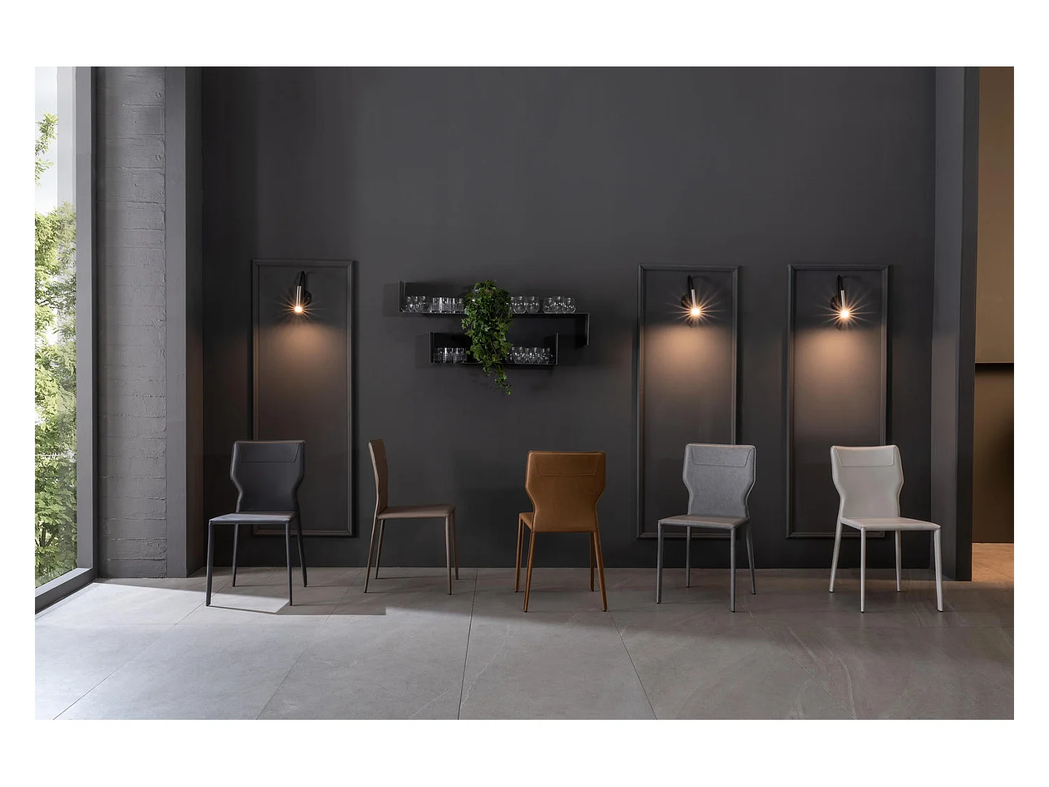 Kim - Grauer Öko-Lederstuhl 2-tlg