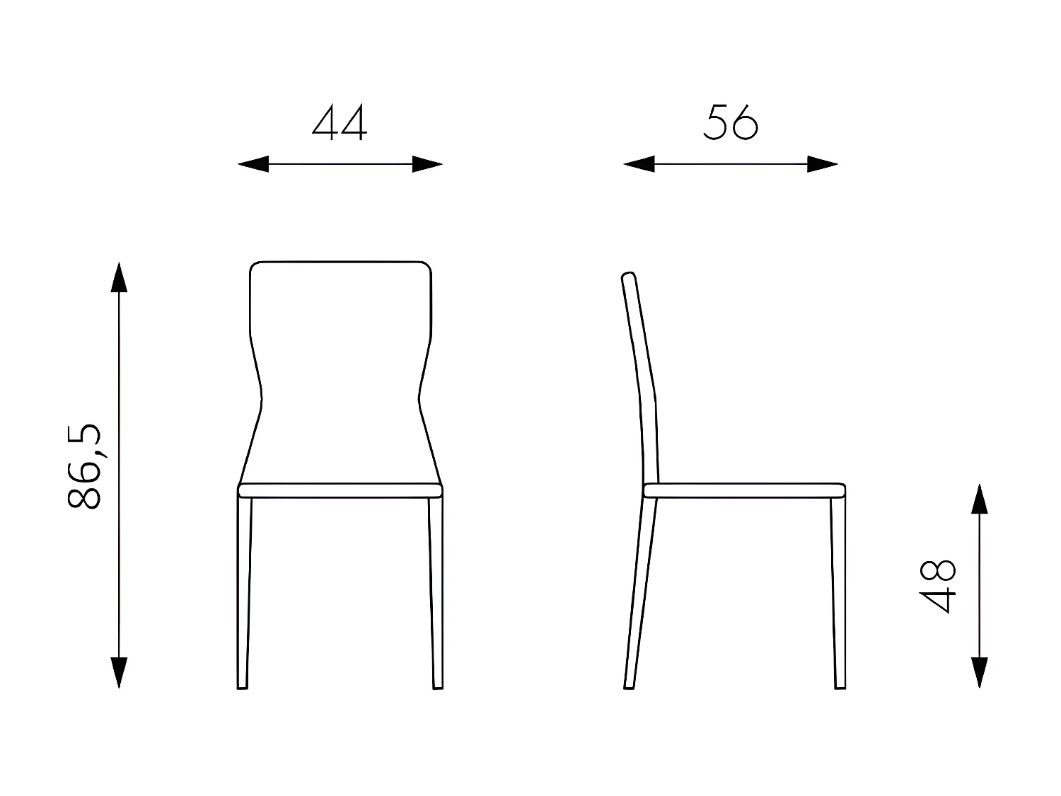 Kim - Grijze eco-lederen stoel 2 st