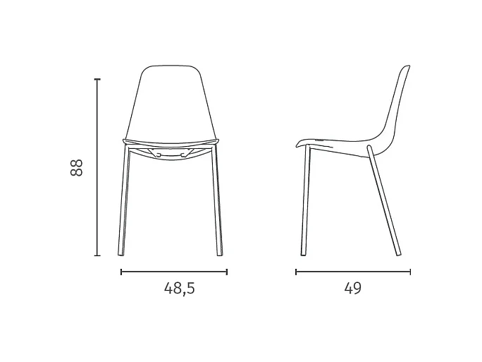 Frida - Roest polypropyleen stoel 4 st