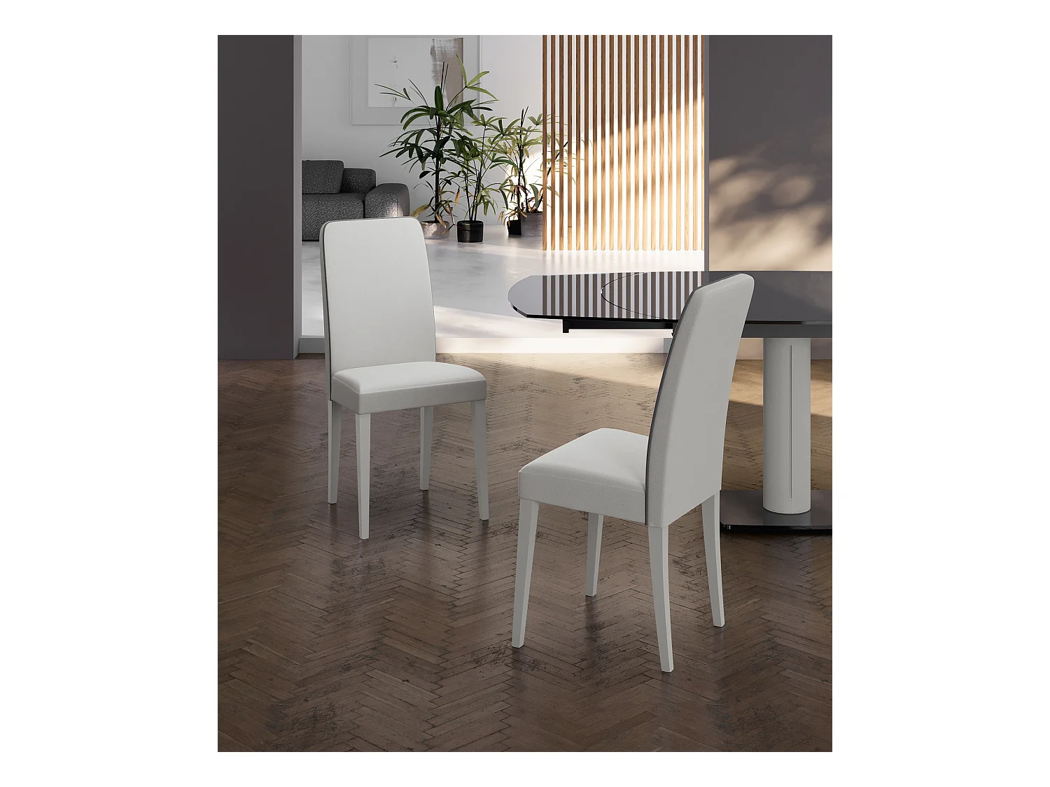 Anita - Witte eco-lederen stoel 2 st