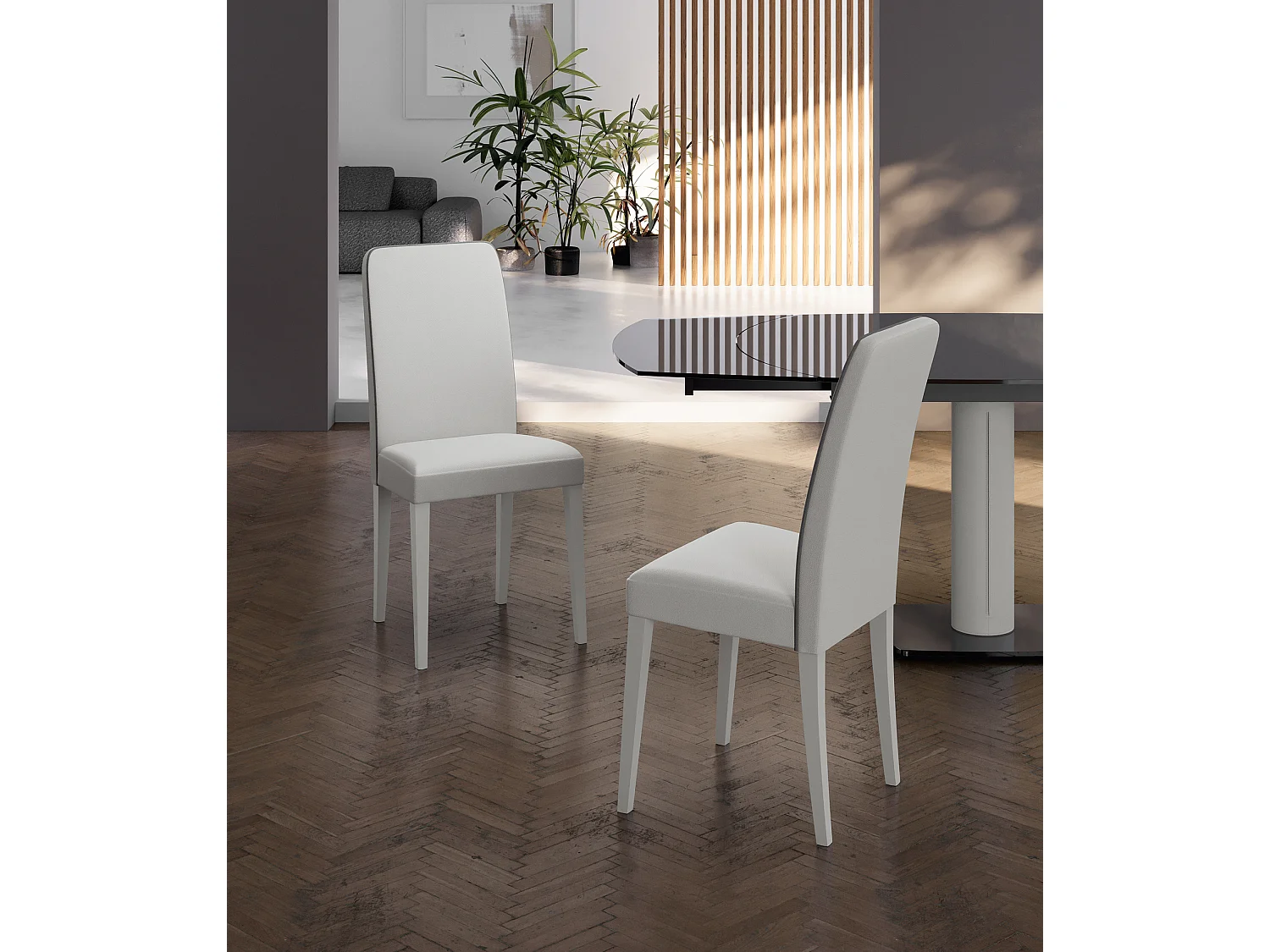 Anita - Witte eco-lederen stoel 2 st