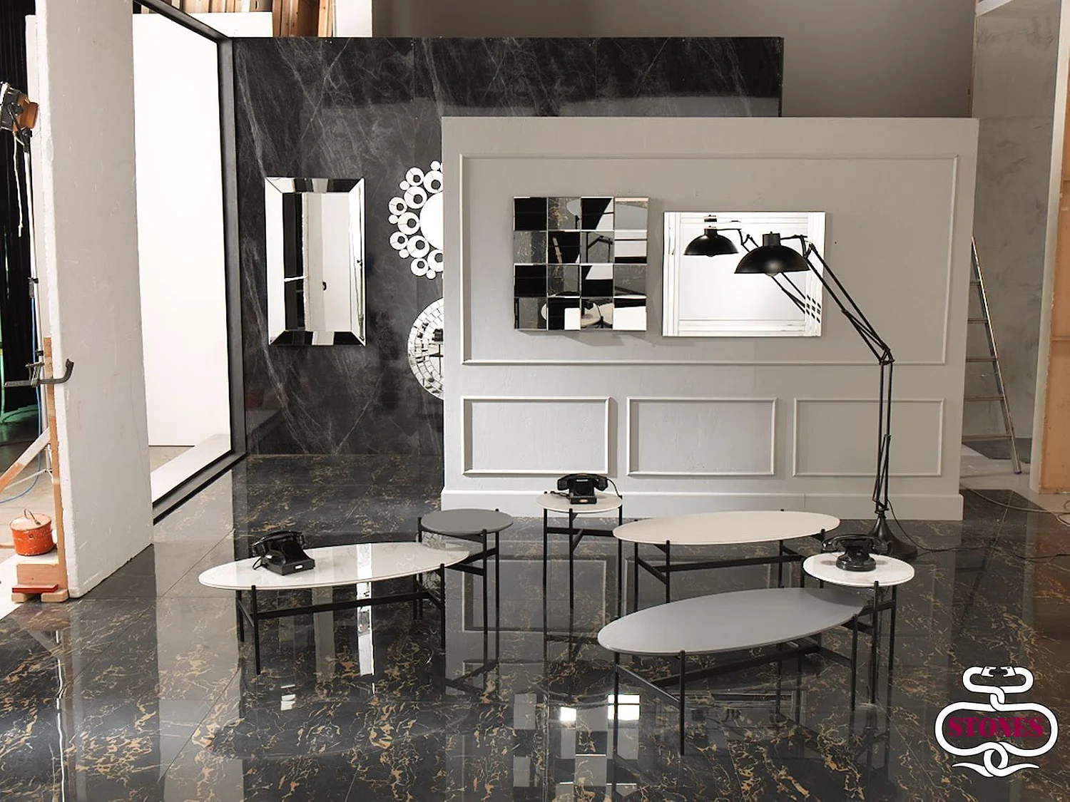 Table basse Moderne - Minerva - Blanc, Noir